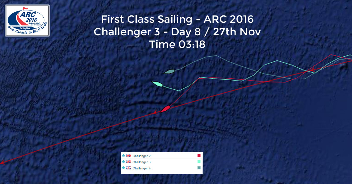 Early Sunday morning the three ships were very close for an Atlantic race