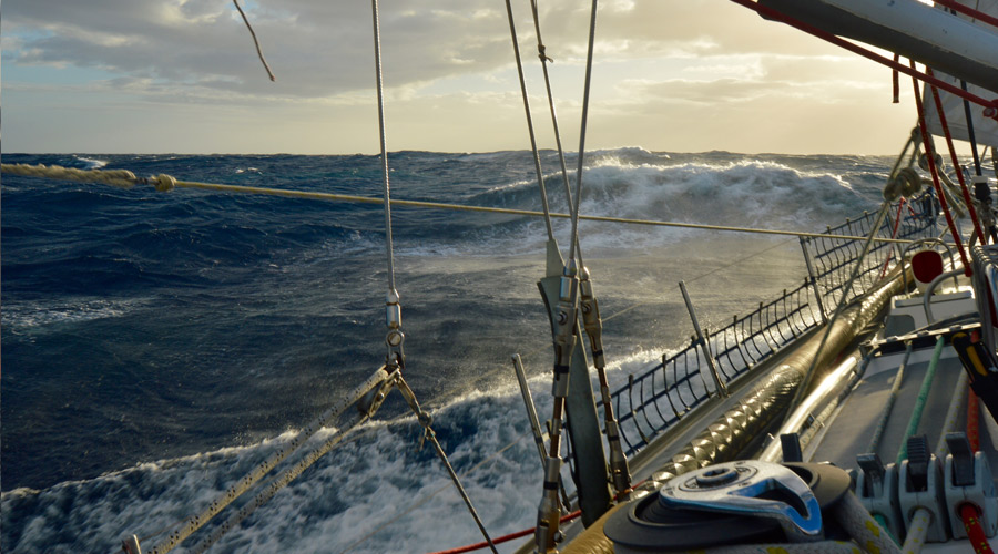 Wind has now picked up to a force six which has increased the excitement levels amongst the crew as sailing has now become more exhilarating