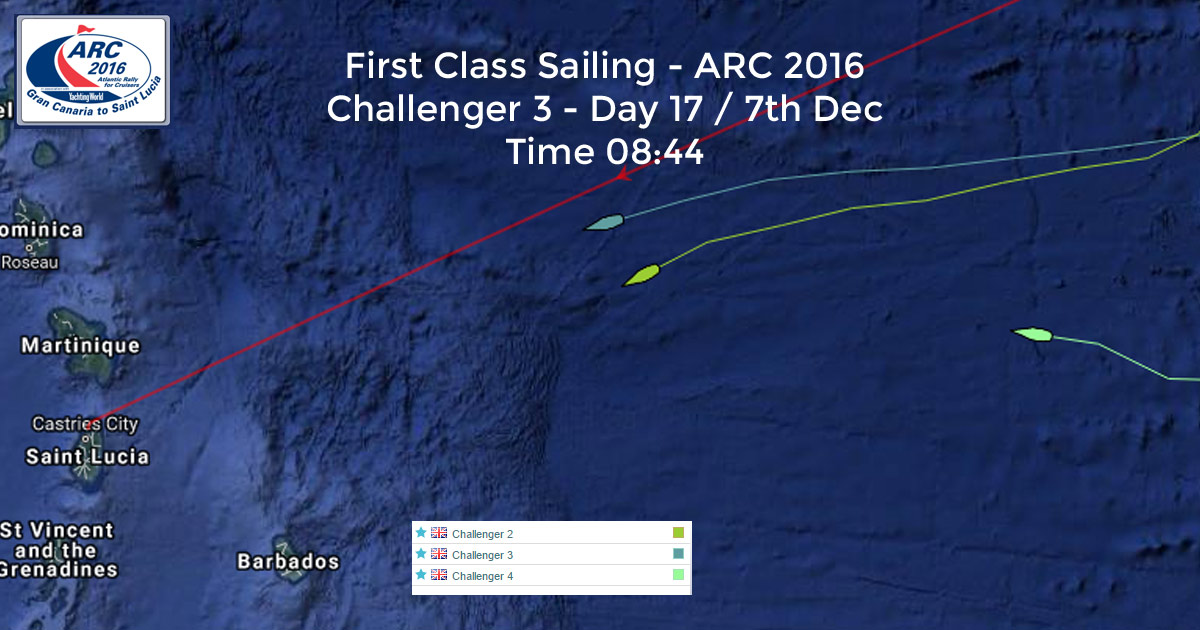 Enroute to St Lucia - will Challenger 3 make it across the line first?