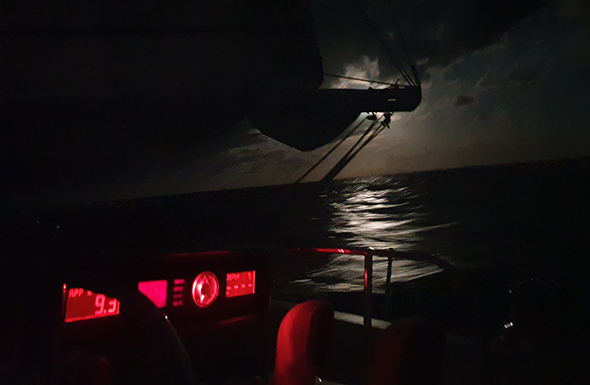 At the helm in a storm