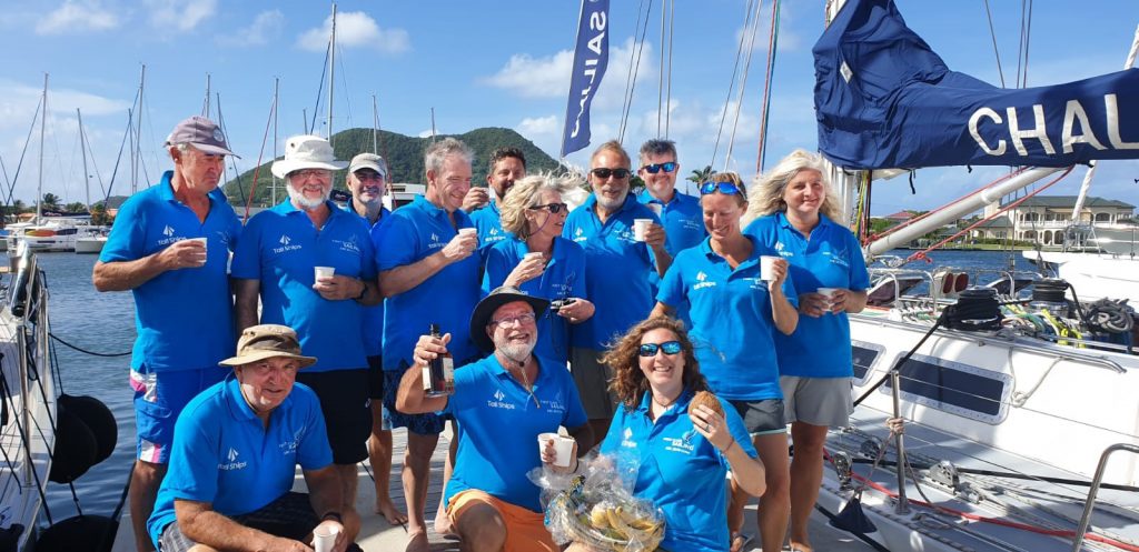 Photo-of-the-First-Class-Sailing-crew-at-the-finish-line-in-St-Lucia Photo of the First Class Sailing crew at the finish line in St Lucia