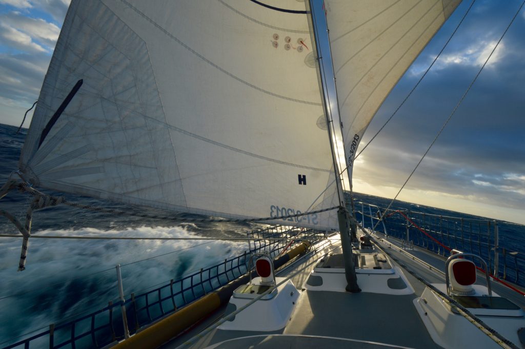 Sailing downwind with 2 headsails