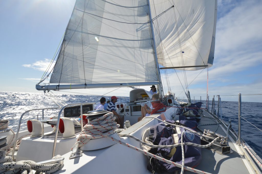 Sailing downwind with the spinnaker poled out