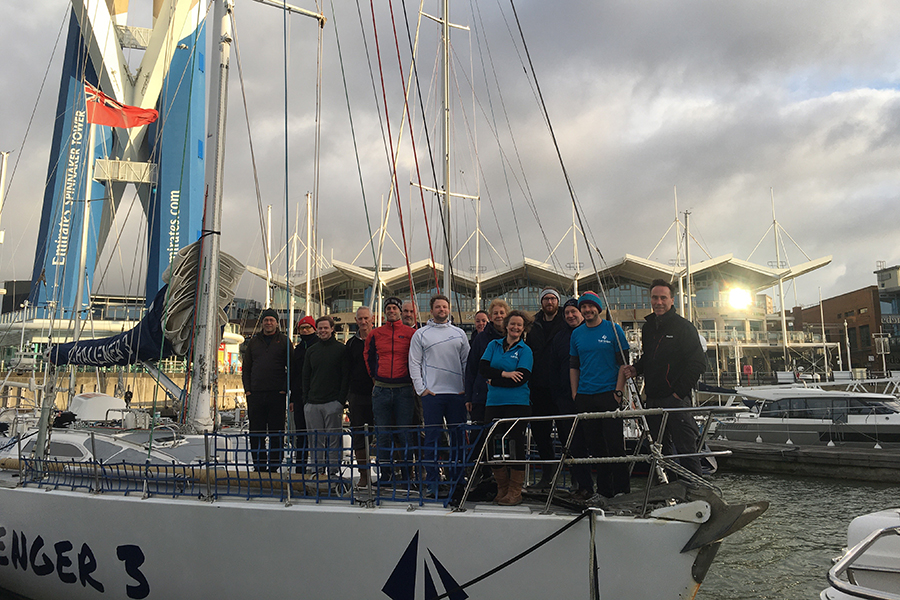 Crew at Gunwharf Quay on their training weekend back in Dec 19