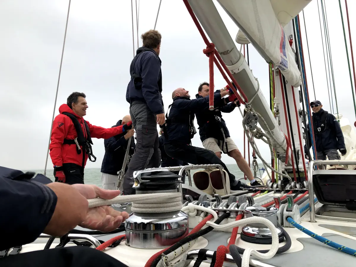 Crew gaining practical sailing experience before Day Skipper course