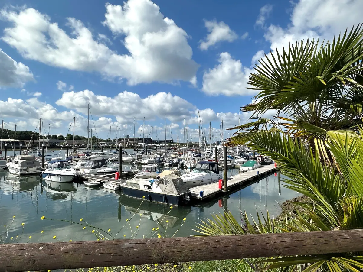 yachts moored in Solent marina on sailing trip