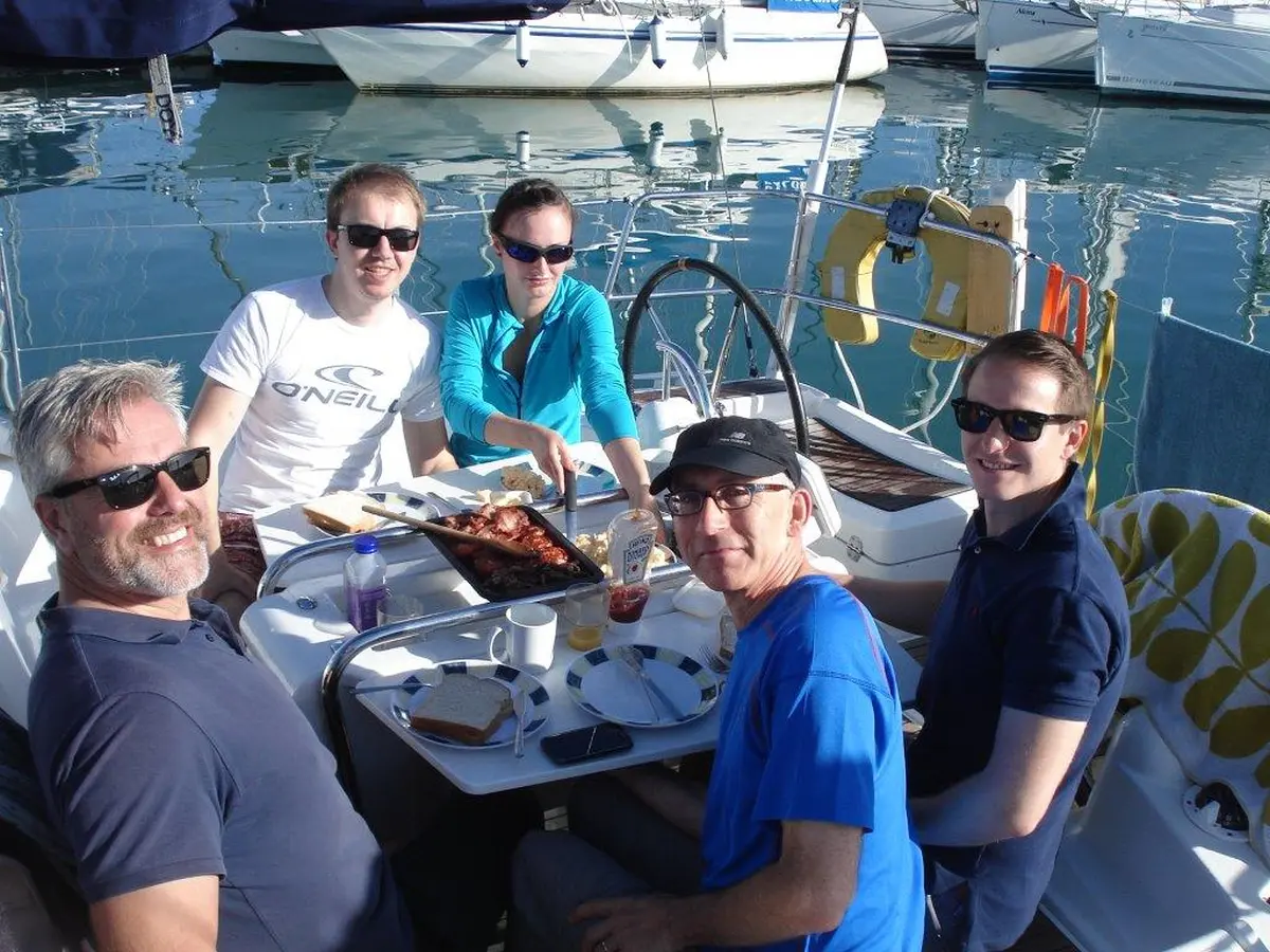 Friends on a skippered sailing holiday
