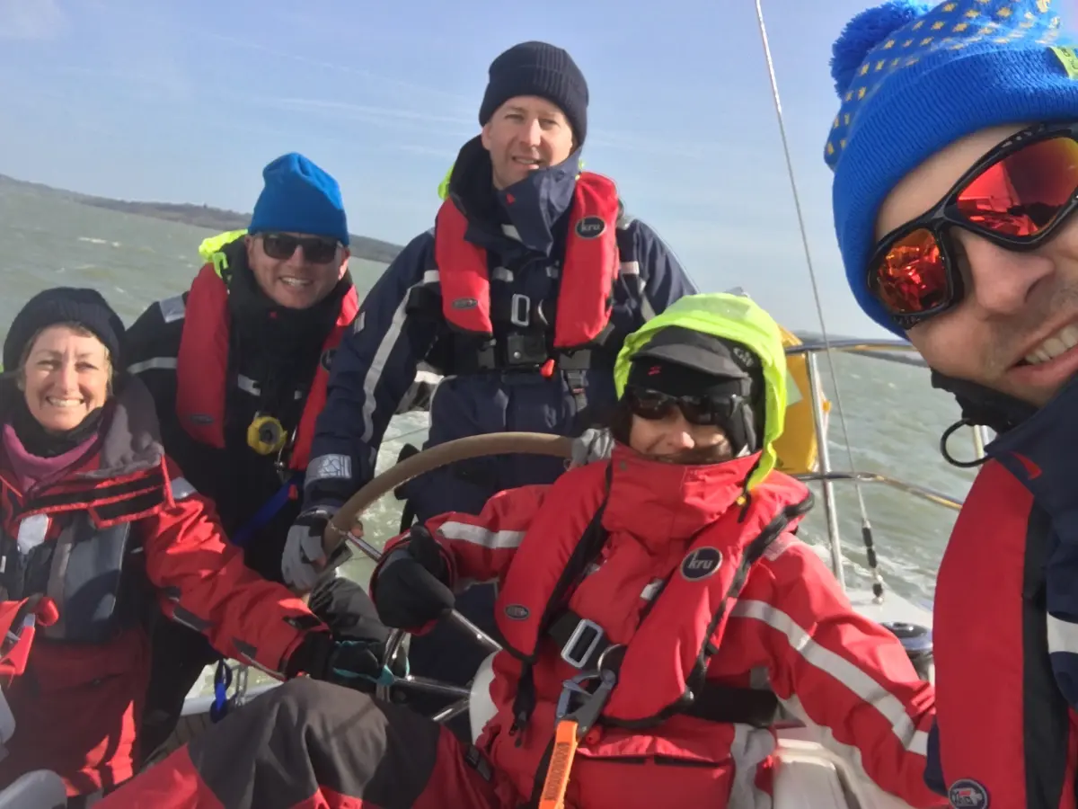 First Class Sailing students and instructor on deck