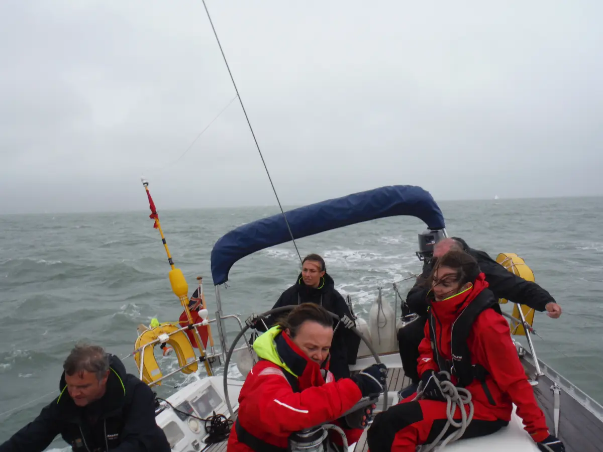 Yacht sailing offshore during 7 Day Channel Triangle mile building trip