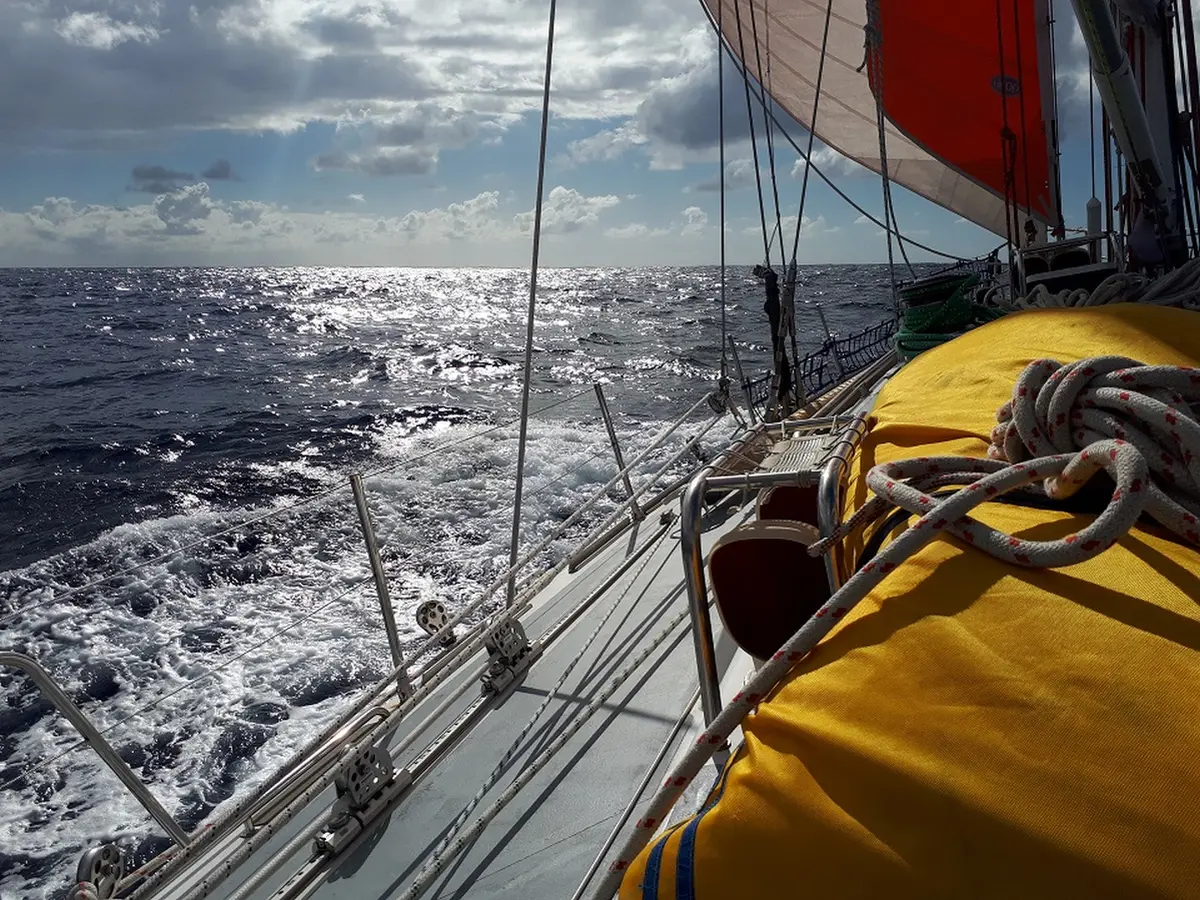 Challenger 72 under full sail in the North Sea on passage to Norway