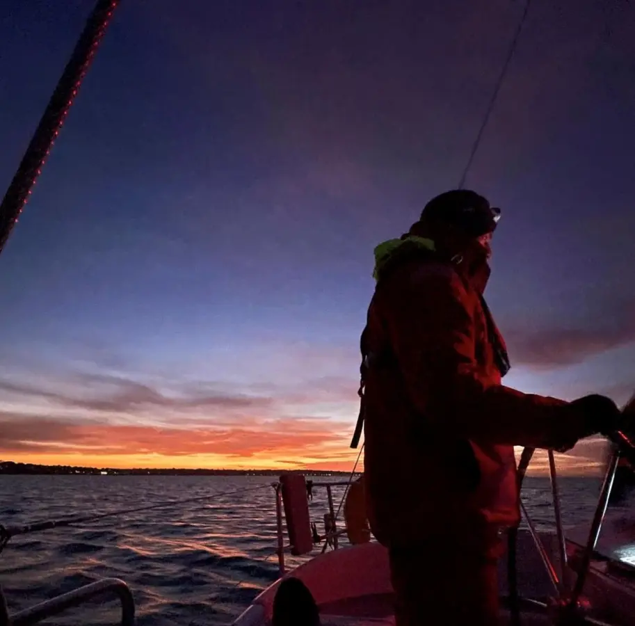 Offshore night sailing watch system on a long mile building voyage