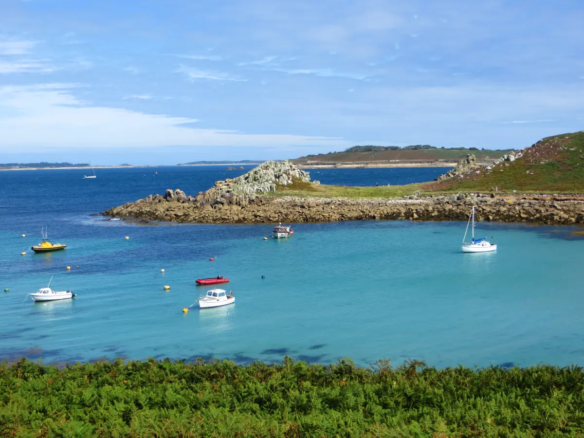 Yachts anchored off St Agnes